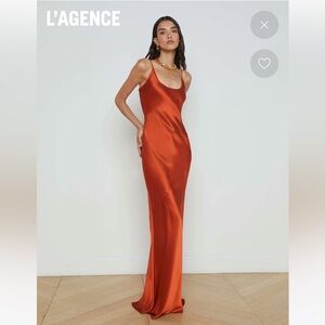 L'AGENCE Vibrant Orange Satin Dress